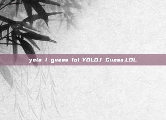 yolo i guess lol-YOLO,I Guess.LOL