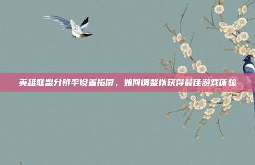 英雄联盟分辨率设置指南，如何调整以获得最佳游戏体验