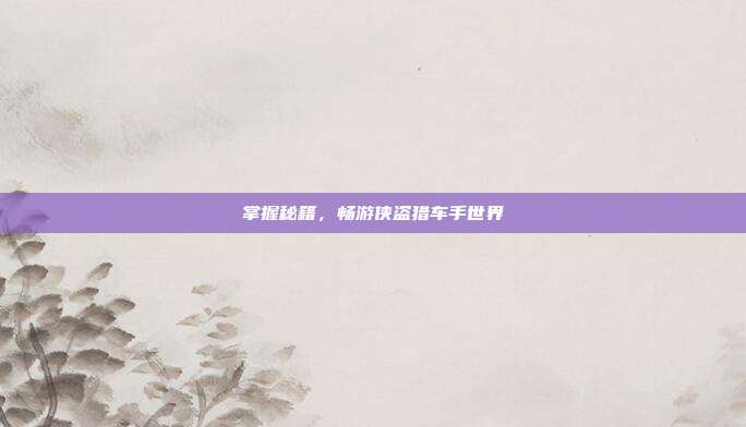 掌握秘籍，畅游侠盗猎车手世界