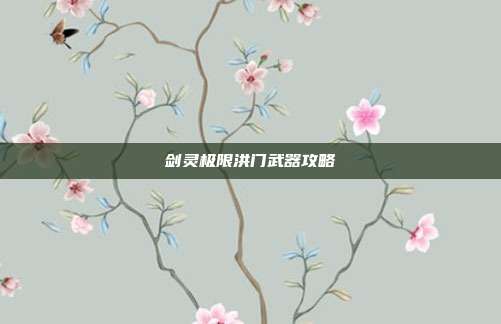 剑灵极限洪门武器攻略