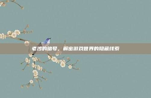 老沙的暗号，解密游戏世界的隐藏线索