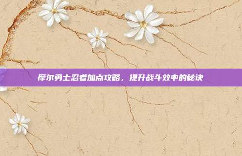 摩尔勇士忍者加点攻略,提升战斗效率的秘诀