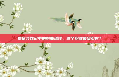 揭秘寻龙记中的职业选择,哪个职业最吸引你?