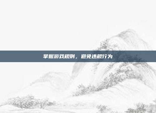 掌握游戏规则，避免违规行为