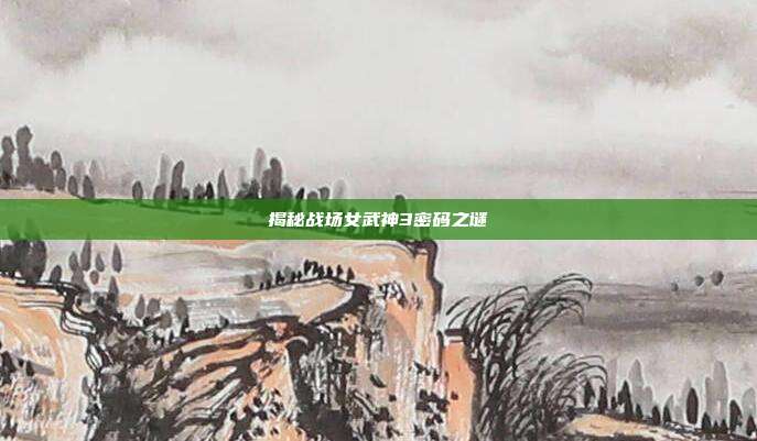 揭秘战场女武神3密码之谜
