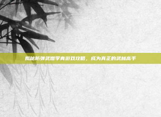 揭秘防弹武僧李青游戏攻略，成为真正的武林高手