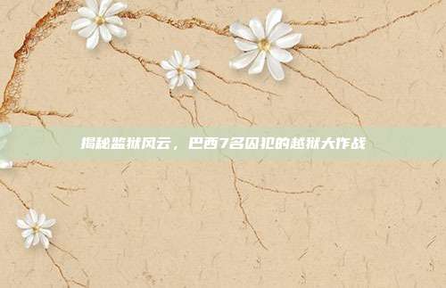 揭秘监狱风云，巴西7名囚犯的越狱大作战