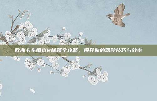 欧洲卡车模拟2秘籍全攻略，提升你的驾驶技巧与效率