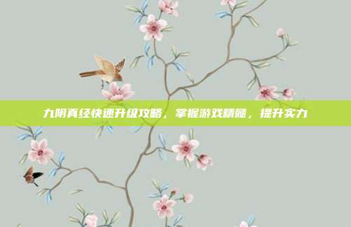 九阴真经快速升级攻略，掌握游戏精髓，提升实力