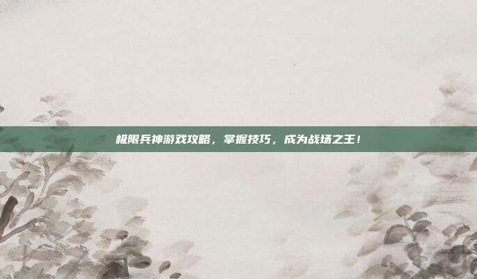 极限兵神游戏攻略，掌握技巧，成为战场之王！