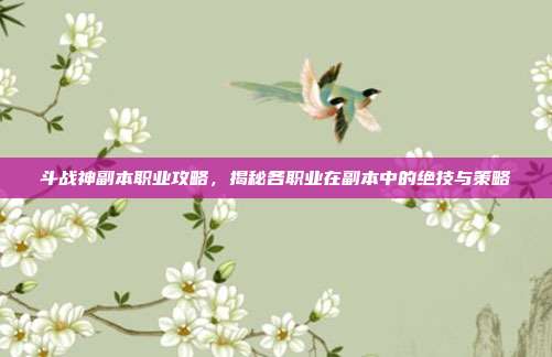 斗战神副本职业攻略,揭秘各职业在副本中的绝技与策略