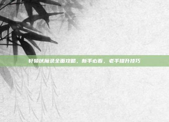 轩辕伏魔录全面攻略,新手必看,老手提升技巧