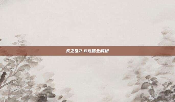 天之乱2.6攻略全解析