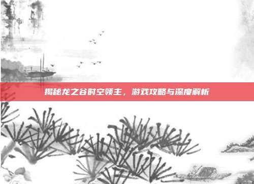 揭秘龙之谷时空领主,游戏攻略与深度解析