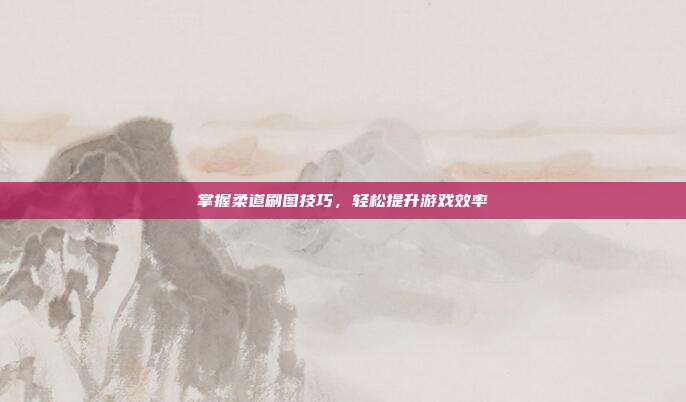 掌握柔道刷图技巧,轻松提升游戏效率