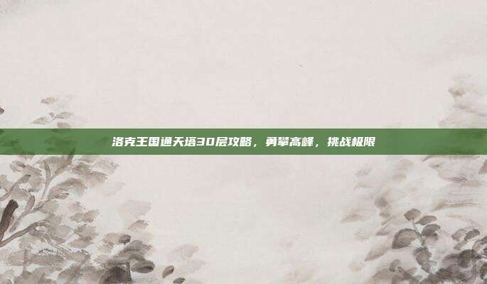 洛克王国通天塔30层攻略,勇攀高峰,挑战极限