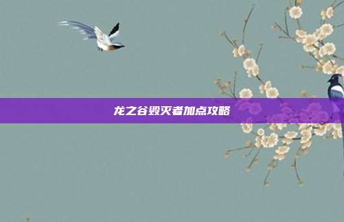 龙之谷毁灭者加点攻略