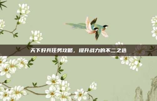 天下好兵任务攻略,提升战力的不二之选
