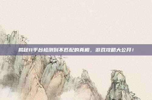 揭秘11平台检测到不匹配的真相,游戏攻略大公开!
