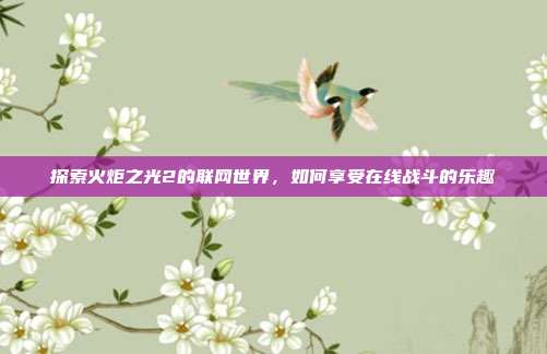 探索火炬之光2的联网世界,如何享受在线战斗的乐趣