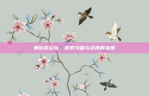 舞街区论坛,游戏攻略与资讯的宝库