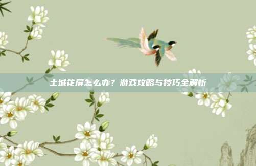 土城花屏怎么办？游戏攻略与技巧全解析