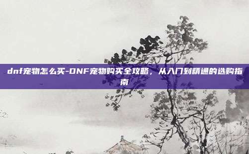 dnf宠物怎么买-DNF宠物购买全攻略，从入门到精通的选购指南