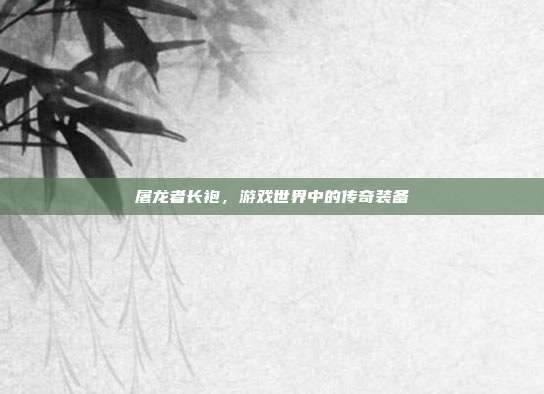 屠龙者长袍,游戏世界中的传奇装备