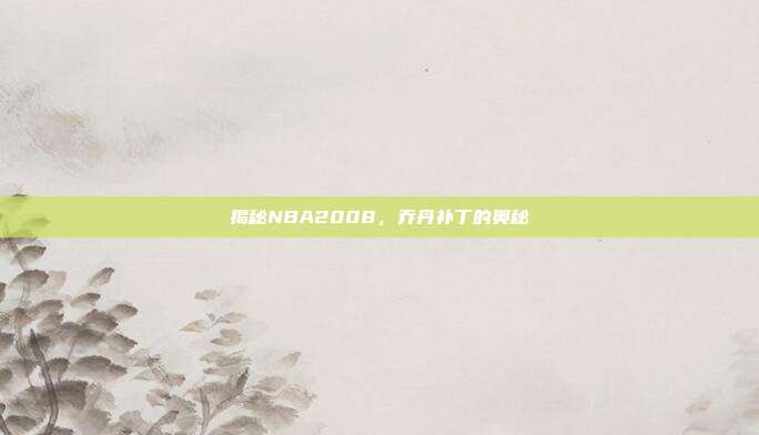揭秘NBA2008,乔丹补丁的奥秘