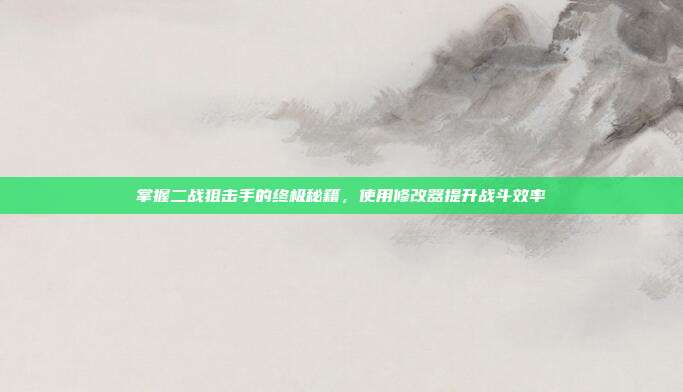掌握二战狙击手的终极秘籍,使用修改器提升战斗效率
