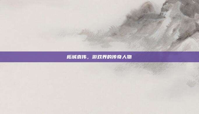 柘城袁伟,游戏界的传奇人物