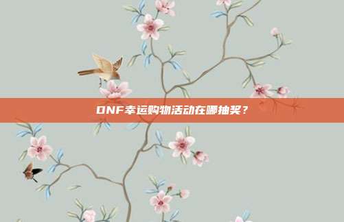 DNF幸运购物活动在哪抽奖?