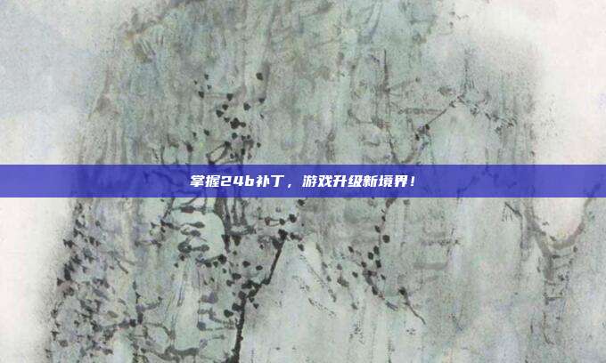 掌握24b补丁,游戏升级新境界!