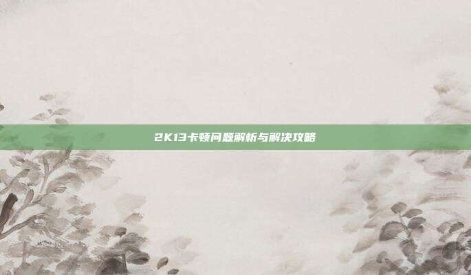 2K13卡顿问题解析与解决攻略