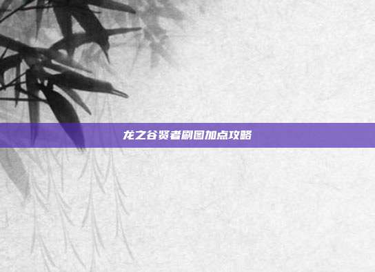 龙之谷贤者刷图加点攻略