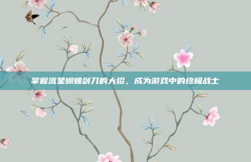 掌握流星蝴蝶剑刀的大招,成为游戏中的终极战士