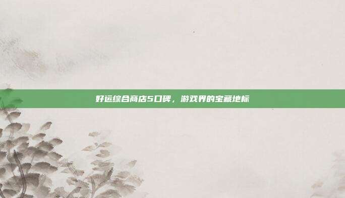 好运综合商店5口碑,游戏界的宝藏地标
