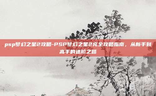 psp梦幻之星2攻略-PSP梦幻之星2完全攻略指南，从新手到高手的进阶之路