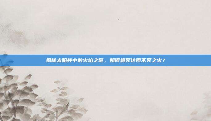 揭秘太阳井中的火焰之谜,如何熄灭这团不灭之火?