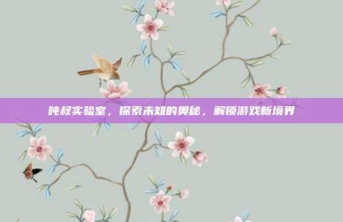 吨叔实验室,探索未知的奥秘,解锁游戏新境界
