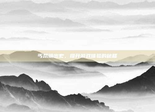 丐帮输出宏，提升游戏体验的秘籍