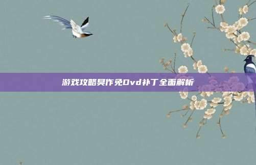 游戏攻略臭作免Dvd补丁全面解析