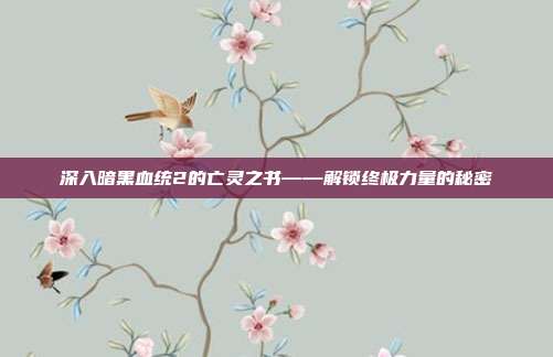 深入暗黑血统2的亡灵之书——解锁终极力量的秘密