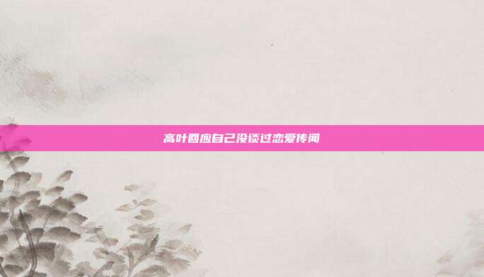 高叶回应自己没谈过恋爱传闻