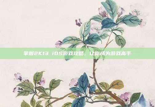 掌握2K13 iOS游戏攻略，让你成为游戏高手