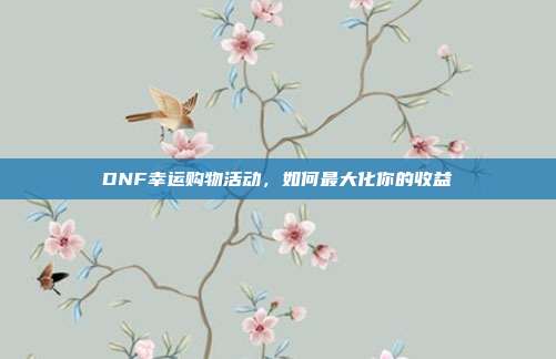 DNF幸运购物活动,如何最大化你的收益