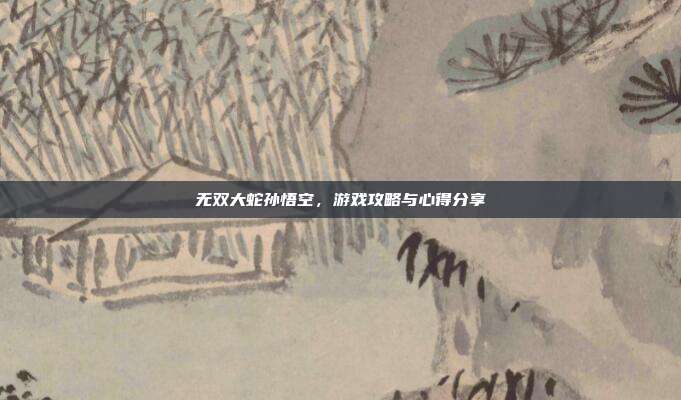 无双大蛇孙悟空,游戏攻略与心得分享