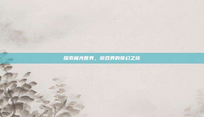 探索极光世界，游戏界的奇幻之旅