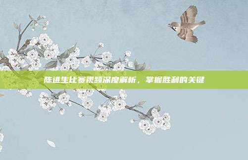 陈进生比赛视频深度解析，掌握胜利的关键
